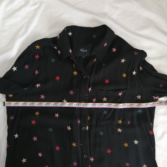 Rails Rocsi Rayon Button Up in Black Onyx With Rainbow Stars Size XS - Picture 15 of 16